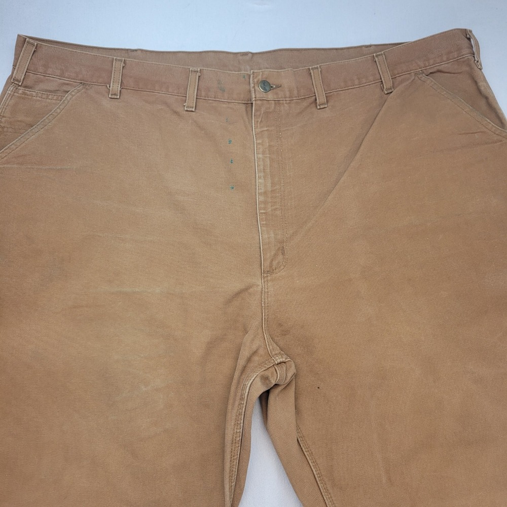 Carhartt Carpenter Pants Mens 50x32 Brown B11 Washed Duck Work Dungaree Utility - Picture 2 of 12